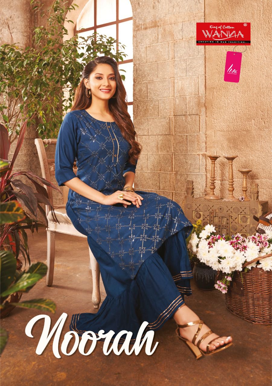 Wanna Noorah Fancy Festive Wear Rayon Latest Kurti With Sharara Collection